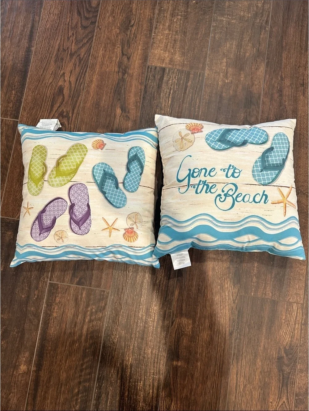 Laural Home Decorative Throw Pillows Set of 2 - Gone to the Beach Design